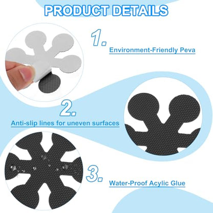 PATIKIL Bathtub Non Slip Stickers 3.15x3.15 Inch, 12 Pack Snowflake Safety Shower Floor Anti Slip Stickers with Adhesive Decals Scraper for Bath Tub Shower Floor Stair, Black - color: Black