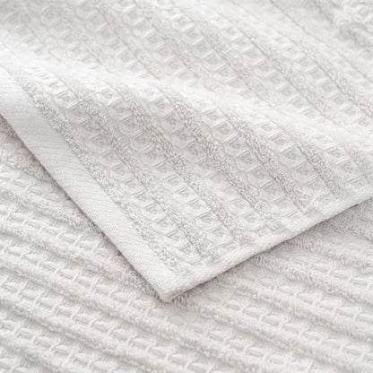 sense gnosis Light Grey Waffle Hand Towel Set of 2 Super Soft 100% Cotton Terry Striped Pattern Ultra Absorbent Hand Towel for Bathroom 13 x 29 Inch - color: Light Grey