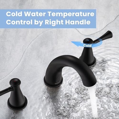 Touchless Bathroom Faucet for 3 Holes 3 Handles, Controlling Temperature & Adjustable Water Flow, Short & Long Induction Modes, Auto Motion Sensor Bathroom Faucet Set Metal Matte Black 29180 - color: 29180Matte Black
