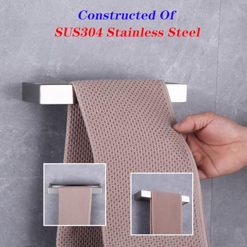 GERZWY Bath Towel Holder SUS304 Stainless Steel Towel Hanger Towel Ring for Bathroom Lavatory Wall Mount Contemporary Style, Brushed Finish HG1706-LS - color: Brushed