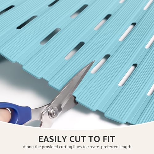 OTHWAY Shower Mat Non Slip, 36.6" x 16.9" Non Slip Soft Bath Mat for Tub, Shower Anti Slip Mat with Suction Cups, Easy to Cut Shower Floor Mat, Machine Washable Bathtub Mat, Light Blue - color: Blue