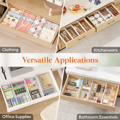 Lifewit 9 Pack 4" High Drawer Dividers, Adjustable Drawer Organizer Clothes | 10.5"-16.5" Expandable White Plastic Separators for Dresser, Kitchen, Cabinet, Nursery, Office, Socks & Underwear Storage - size: 4"H, 10.5-16.5"L