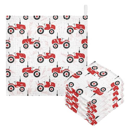 Baby Old Wheeled Tractors Muslin Washcloths 3 Pack - Muslin Burp Cloths Hanky Large 11.8"X11.8" Extra Soft Absorbent Baby Burp Rags for Newborn 100% Cotton for Boys Girls Gift - size: one sizex3