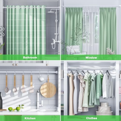 Ausemku Shower Curtain Rod 32-80 Inch Adjustable - 1 Inch Diameter Heavy Duty No drill Spring Tension Shower Rod, Non-Slip Rustproof Telescopic Rod for Bathroom, White - color: White, size: 32-80 Inches