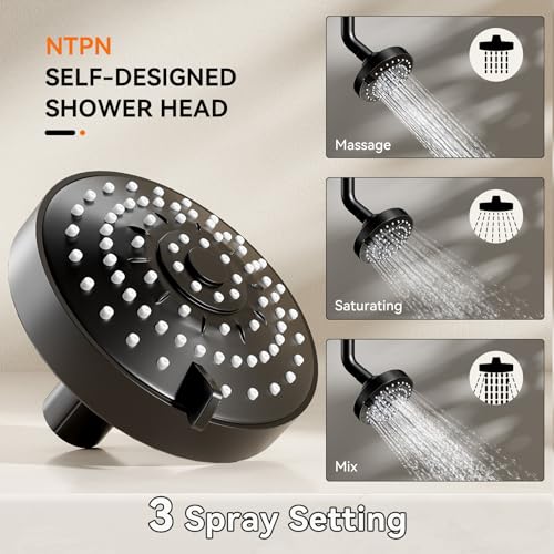 Dual Shower Head for Couples, Double Showerheads (Black) | High Pressure, Two Showerhead System Fit 2 Person People, Birthday Gifts for Women Men, Spa-Like, Segmented Design - color: Black
