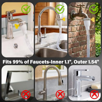 6.5FT Warmfarm Sink Hose Attachment for Faucet,PVC Faucet Hose Adapter for Sink with Stainless Steel Clamp,Portable Water Transfer for Garden, Pet Bathing, Cleaning - size: 6.5FT