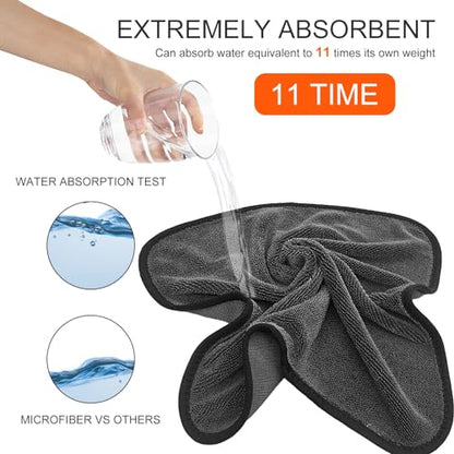 3 Pack Bath Drying Towel,Absorbent Microfiber Cleaning Cloth Fast Dry Drying Towel,Dusting Cloth Cleaning Rags Shower Cloth Towels for Cars,Bathroom,Kitchen,23.62×15.74'', Gray