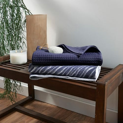 UCHINO Waffle Twist Cotton Hand Towel Absorbent Quick Dry 20x30 Indigo 1 Pc - color: Indigo, size: Hand Towel