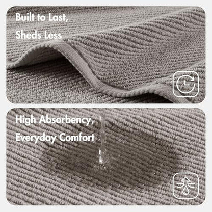 Madison Park 100% Zero Twist Cotton 4 Piece Bathroom Hand Towels, Grey | 18" x 28" Bath Hand Towels, 500 GSM Diagonal Ribbed, Soft, Quick Dry, Highly Absorbent, Durable, Modern, OEKO TEX - color: Grey, size: 4 Piece Hand Towel Set