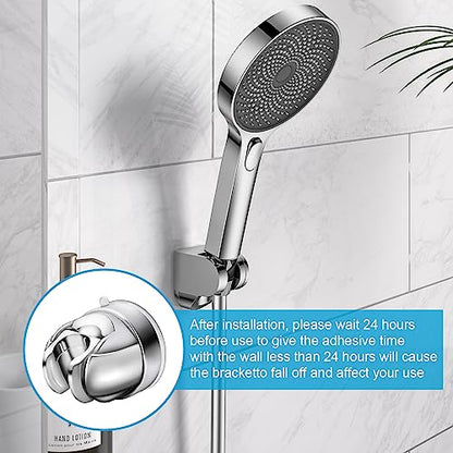 Vacuum Suction Cup Shower Head Holder Rotatable Adjustable Angle Handheld Shower Head Bracket Wall Mount Holder with Reusable Adhesive Stick Disc for Bathroom NO Drill Tool Free Shower Bracket | Handheld Shower Head Bracket Wall Mount Holder with Reusable