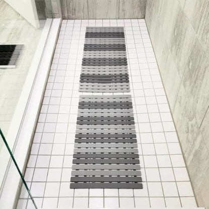 BEMISO Shower Mat Non Slip Bathtub Mat with Suction Cups and Drain Holes 27.5 x15.7 Inch Bath Mat for Tub & Shower.Easy Dry,Easy to Cut,Eco-Friendly - color: Dark Grey Light Grey, size: 27.5 x 15.7 inches