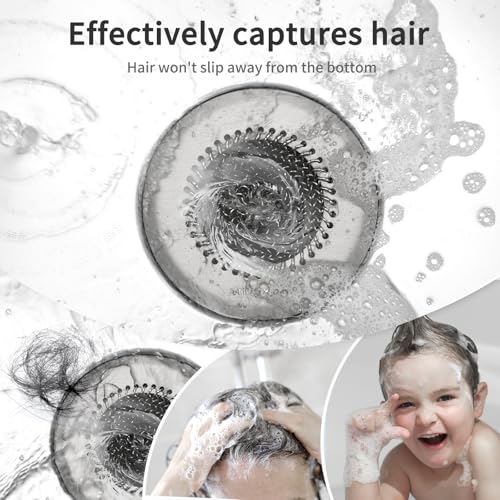 TRAPMATE Hair Catcher Shower Drain, Prevent Clogging Bathtub Drain Hair Catcher, Easy Clean 304 Stainless Steel Shower Drain Cover Protector for Bathroom Regular & Pop-up Drain (Light Gray) - color: Light Gray