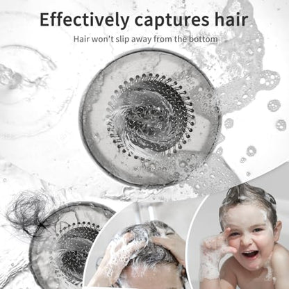 TRAPMATE Hair Catcher Shower Drain, Prevent Clogging Bathtub Drain Hair Catcher, Easy Clean 304 Stainless Steel Shower Drain Cover Protector for Bathroom Regular & Pop-up Drain (Light Gray) - color: Light Gray
