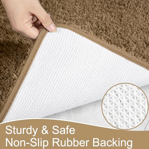 AROGAN Luxury Bathroom Rugs, Soft Non Slip Bath Mat, 24x17 Inch Brown | Absorbent Microfiber Rubber Backing, Quick Dry Bathroom Mat Shower Mat, Machine Washable Plush Carpets - color: Brown, size: 1'5" X 2' (24" X 17")