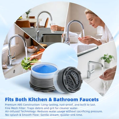 Hibbent 6PCS Sink Faucet Aerator M18.5, Aerator Replacement with 5PCS Removal Wrench Keys, 18.5mm Male Thread Flow Restrictor for Kitchen & Bathroom Faucet