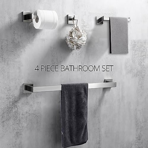 BAGNOLUX Bathroom Hardware Set 4 Pieces, Bath Towel Holder Set SUS304 Stainless Steel, Towel Bar Rack Set for Wall Mounted, Square Bathroom Accessories Set Fixture Heavy Duty Brushed Nickel - color: Brushed Nickel