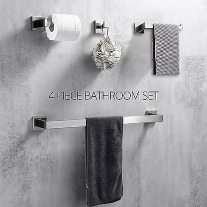 BAGNOLUX Bathroom Hardware Set 4 Pieces, Bath Towel Holder Set SUS304 Stainless Steel, Towel Bar Rack Set for Wall Mounted, Square Bathroom Accessories Set Fixture Heavy Duty Brushed Nickel - color: Brushed Nickel