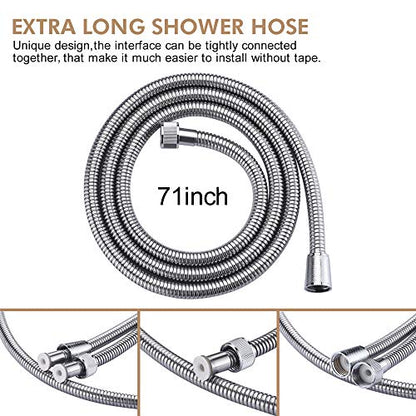 Rainovo Shower Hose Stainless Steel, 71 Inches(6 Feet) Extra Long Handheld Shower Head Hose Extension Replacement, Kink-Free Flexible Shower Hose Attachment For Shower Head Brushed Nickel. - size: 71 inches