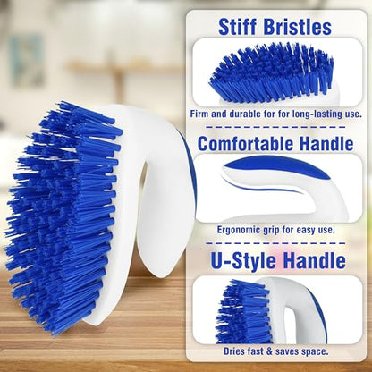 2 Pack Scrub Brushes, Cleaning Brush with Stiff Bristles, Handheld Scrubber for Bathroom, Shower, Tile, Carpet, Bathtub & Floor | Cleaning Brush with Stiff Bristles, Handheld Scrubber for Bathroom, Tile, Carpet, Bathtub & Floor - size: Standard