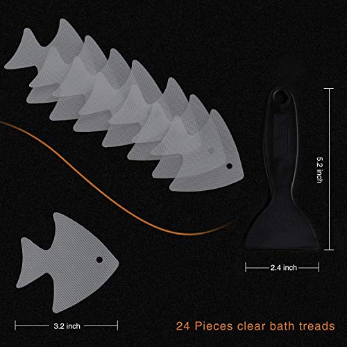Secopad Bathtub Stickers Non-Slip, 24 PCS Safety Shower Treads Adhesive Appliques with Premium Scraper (Gray) - color: Grey