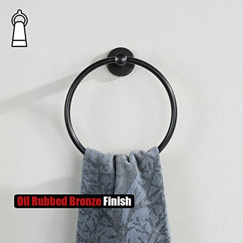 JQK Towel Ring Oil Rubbed Bronze, Stainless Steel Hand Towel Holder for Bathroom, ORB Wall Mount, TR130-ORB - color: Oil Rubbed Bronze