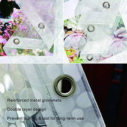 SUJAYU EVA Shower Curtain Liner with 12 Plastic Hooks, 72x72 Inch for Shower Stall & Bathtubs, 3D Pebble Bathroom Curtains, Odorless & Non Toxic, Semi-Transparent