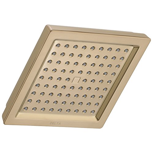 Delta Brushed Gold Rain Shower Head, 6.5 Inch Square Shower Head Rainfall, Overhead Rain Showerhead, 2.5 GPM Flow Rate, Champagne Bronze RP62283CZ - color: Champagne Bronze