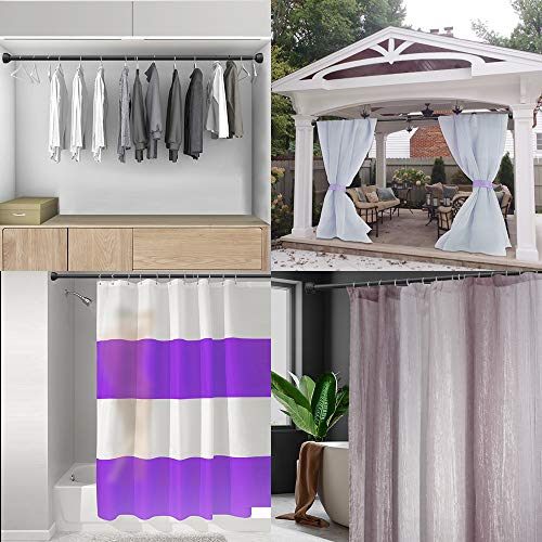 Shower Curtain Rod Tension, Adjustable 40-73 inch, Premium Stainless Steel, Anti-Slip, No Drilling, No Rust, for Bathroom, Black, TEECK. - color: Black, size: 40-73 Inches