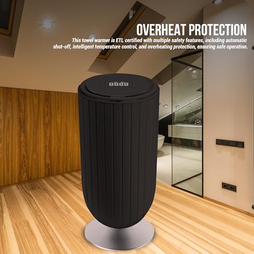 Large 27L Bathroom Towel Warmer Dryer – 5-Min Rapid Heat, 4 Modes, Auto Flip-Top, Aromatherapy, Night Light & ETL Certified for Towels, Blankets & Clothes. (Black) - color: Black (Flip Top)
