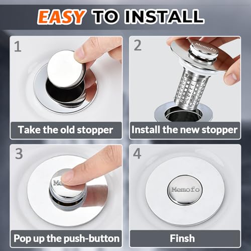Bathroom Sink Drain Strainer, Stainless Steel Pop-up Strainer Basket Hair Catcher with Removable Basket, Brass Bullet Core, Universal Fit 1.1-2.36 Inch (1PCS)