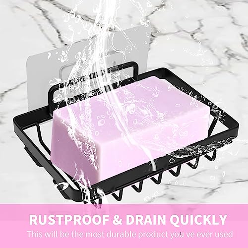 Carrie Joe Soap Dish Holder No Drilling 304 Rustproof Stainless Steel Wall Mounted Soap Holder Tray Bar Sponge Holder for Bathroom & Kitchen - color: Black