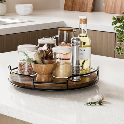 WOWBOX 12" Wood Lazy Susan Turntable Organizer for Cabinet, Pantry & Counter - size: 12"