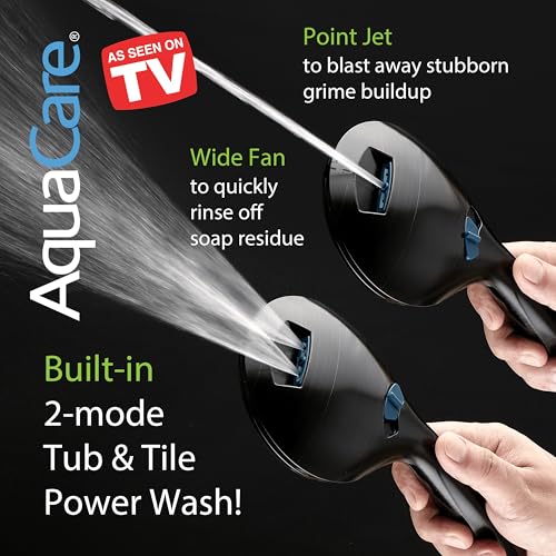 AquaCare New 8-mode High Pressure Handheld Shower Head w/ 2-way Power Wash | Stay Clean Nozzles, Dual Power Wash for Tub, Tile & Pets, Long 6 ft. Stainless Steel Hose, Wall & Overhead Brackets / Bronze - color: Bronze