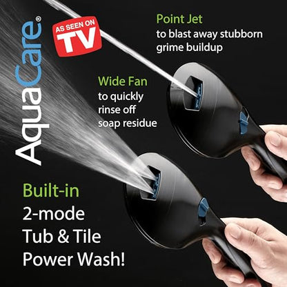 AquaCare New 8-mode High Pressure Handheld Shower Head w/ 2-way Power Wash | Stay Clean Nozzles, Dual Power Wash for Tub, Tile & Pets, Long 6 ft. Stainless Steel Hose, Wall & Overhead Brackets / Bronze - color: Bronze