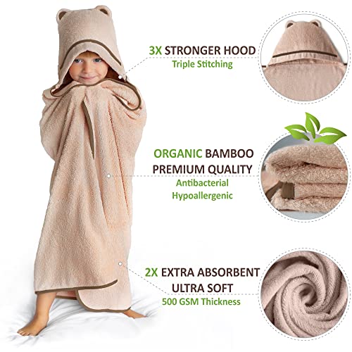 Premium Toddler Towels with Hood - Extra Soft Rayon from Bamboo Toddler Bath Towel (Beige) - color: Beige