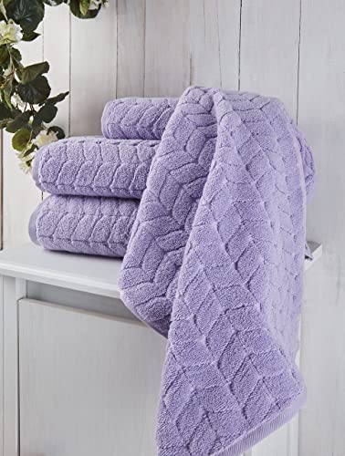 BAGNO MILANO Certified Organic Turkish Cotton Bath Towels, Luxury Jacquard Absorbent, Ultra Soft-Plush Organic Towel Set (Lavender, Towel Set of 6) - color: Lavender