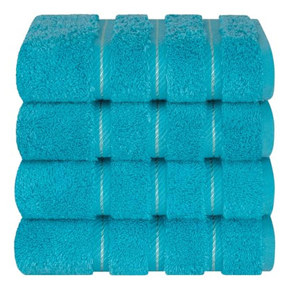American Soft Linen 100% Cotton Luxury Turkish Towels, 4 PC Hand Towel Set | Soft Absorbent Quick Dry OEKO Tex Standard 100 Certificated Durable Machine Washable Premium Hotel Quality - color: Aqua Blue, size: 16"x28"