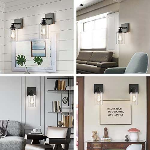 Plug in Wall Sconces, 2 Pack Wall Lamp, Rustic Plug in Wall Light Sconces, Sconces Wall Lighting, E26 Modern Wall Light Fixtures - color: Black, size: 1-Light