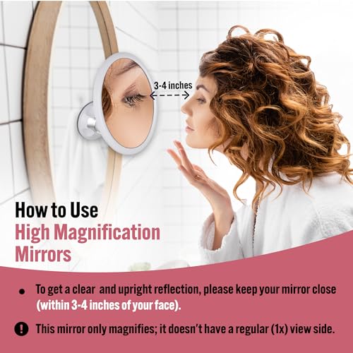 10X Round Magnifying Mirror for Applying Makeup - Suction Cup Cosmetic Make Up Mirror, Ideal for Vanity, Bathroom, and Travel Use - 6.7" Diameter