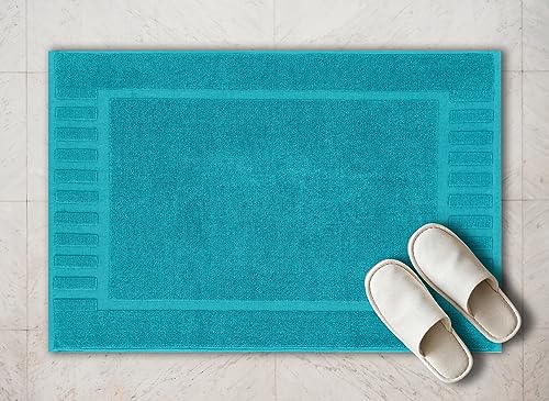 White Classic Luxury Bath Mat Floor Towel Set - Absorbent Cotton Hotel Spa Shower/Bathtub Mats [Not a Bathroom Rug] 22"x34" | 2 Pack | Aqua - color: 12: Aqua
