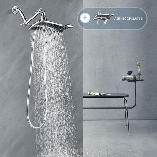 BRIGHT SHOWERS Brass Shower Arm Extender for Rain and Handheld Shower Head, 5 Inch Universal Shower Head Extension Arm, Height & Angle Adjustable, Chrome - color: Chrome, style: 5 Inch