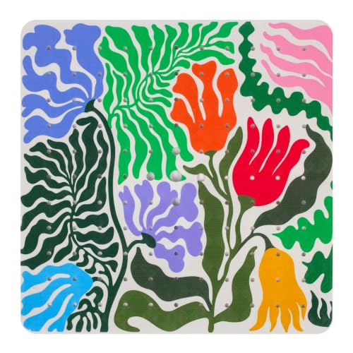 Square Shower Mat Non Slip 21x21 Inch, Plant Anti Slip Shower Mat for Inside Shower Bathtub Mat Non Slip Funny Floral Bath Tub Mat Shower Floor Mat Bathroom Mat with Large Drain Holes Machine Washable - color: Plant, size: 21" x 21" (Square)