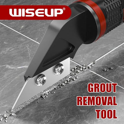 WISEUP Caulking Tool，6 in 1 Caulk Remover Tool with Grout Scraper，Brush | Caulking Tool Kit for Kitchen,Bathroom,Window,Door