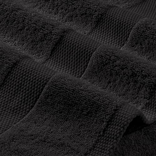 Black Bath Towel Set of 6 - 100% Cotton Highly Absorbent Towels for Bathroom, 2 Luxury Bath Towels 650GSM, 2 Hand Towels, 2 Washcloths - color: Black