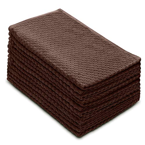 COTTON CRAFT Amazing Kitchen Towel - 12 Pack 100% Cotton Waffle Terry Towel | Chocolate - 16x28 Euro Café Waffle Weave Dish Towels - Soft Absorbent Quick Dry Low Lint Reusable Pantry Bar Cleaning Cloth - color: Chocolate, size: 12 Pack