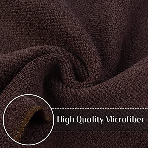 Microfiber Dish Cloth Kitchen Cleaning Cloth 12x12In 12 Pack Brown | Absorbent, No Streak, Dish Rags, Lens, Cloths - color: Dark Brown