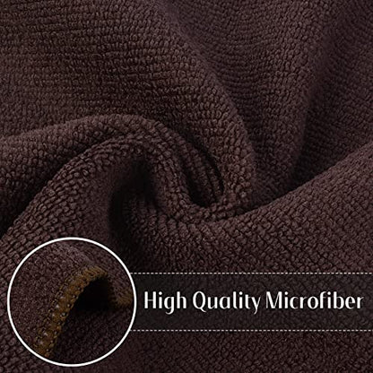 Microfiber Dish Cloth Kitchen Cleaning Cloth 12x12In 12 Pack Brown | Absorbent, No Streak, Dish Rags, Lens, Cloths - color: Dark Brown