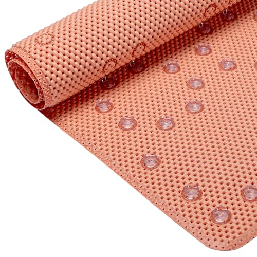 Bathtub Mat Non Slip 36” X 17” Shower Mat Soft Foam Bath Mats for Bathroom Tub, Bathtub Mat with Drain Holes, Suction Cups, Shower Mat Non Slip (Orange, 36'' x 17'') - color: Orange