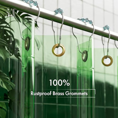 AmazerBath 100% EVA Shower Curtain Liner, 72 x 72 Inches Heavy Duty Shower Curtain and Liner 2-in-1 with 3 Clear Stones and 12 Brass Grommets, Color Block Soft Shower Liner - Mint Green & Pine Green - color: Rainbow Flip Forest