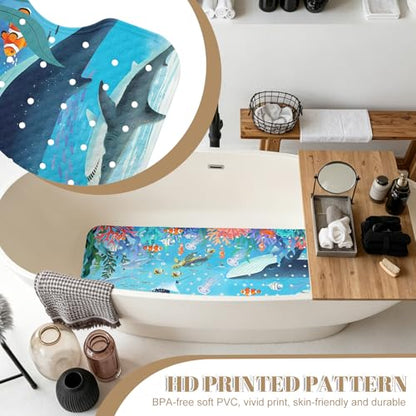 Shark Bathtub Mat Non Slip with Drain Holes and Suction Cups Bath Mat 40x16 Inch Tub Mats Shower Mats for Kids - color: Shark